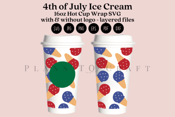 Ice Cream 4th of July Hot Cup Wrap: Graphics for Crafts