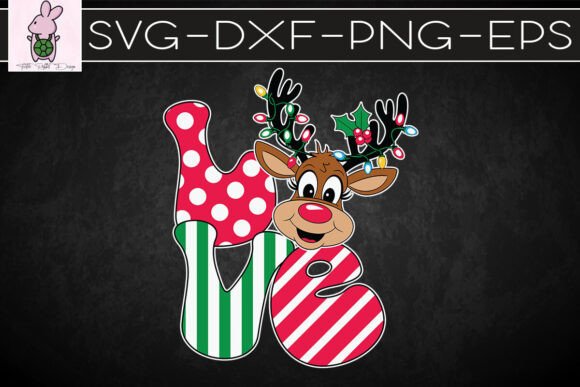 Love Reindeer Christmas Lights SVG: Crafts & Graphics