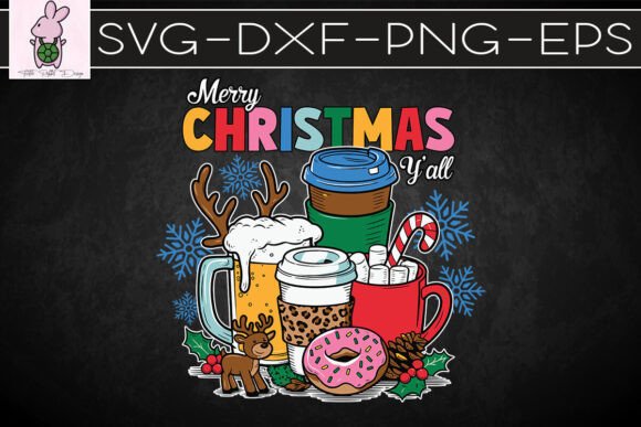 Merry Christmas Y all Happy Coffee SVG Graphics