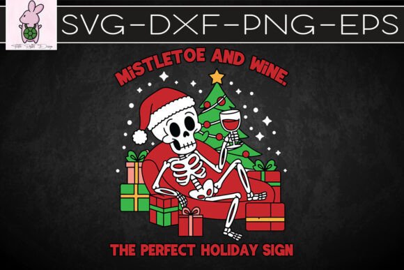 Skeleton Holiday Mistletoe Christmas SVG: Graphics for Crafts & Content